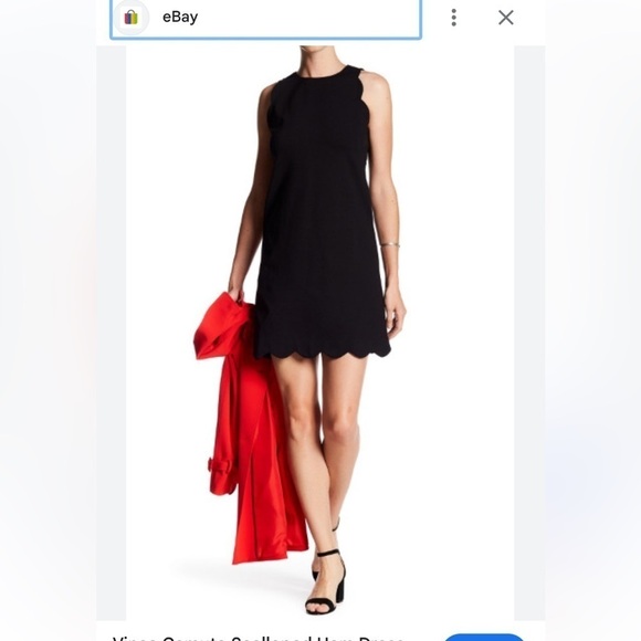 Vince Camuto black scalloped mini dress size 6 - Picture 1 of 6